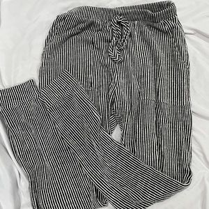 Vertical black and white stripped long bottoms